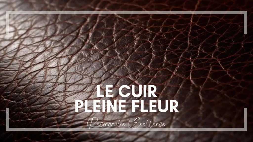 Gros plan sur cuir pleine fleur Maison Tanör Paris brun naturel