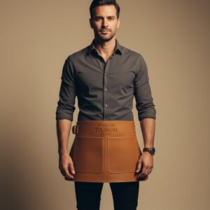 gros plan homme avec demi tablier cuir maison tanör paris