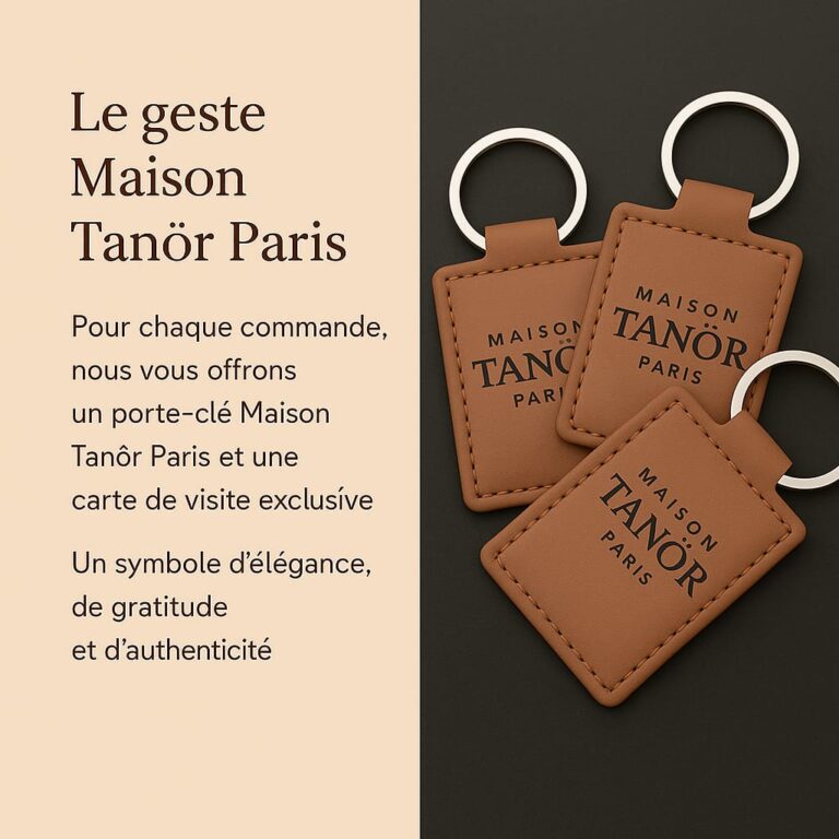 Porte-clés Maison Tanör Paris en cuir gravé – cadeau offert avec chaque commande